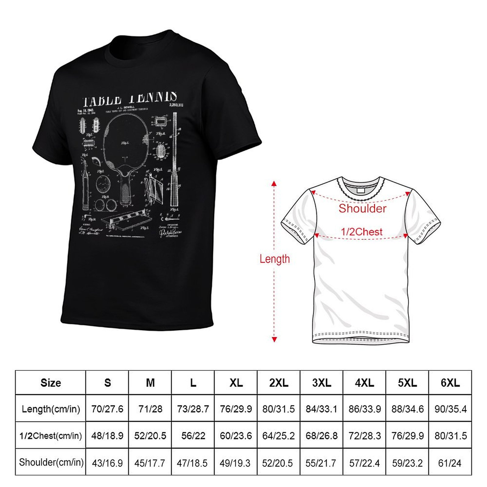 Kaus Gambar Paten Antik Tenis  - Table Tennis Drawing ulasan dan harga
